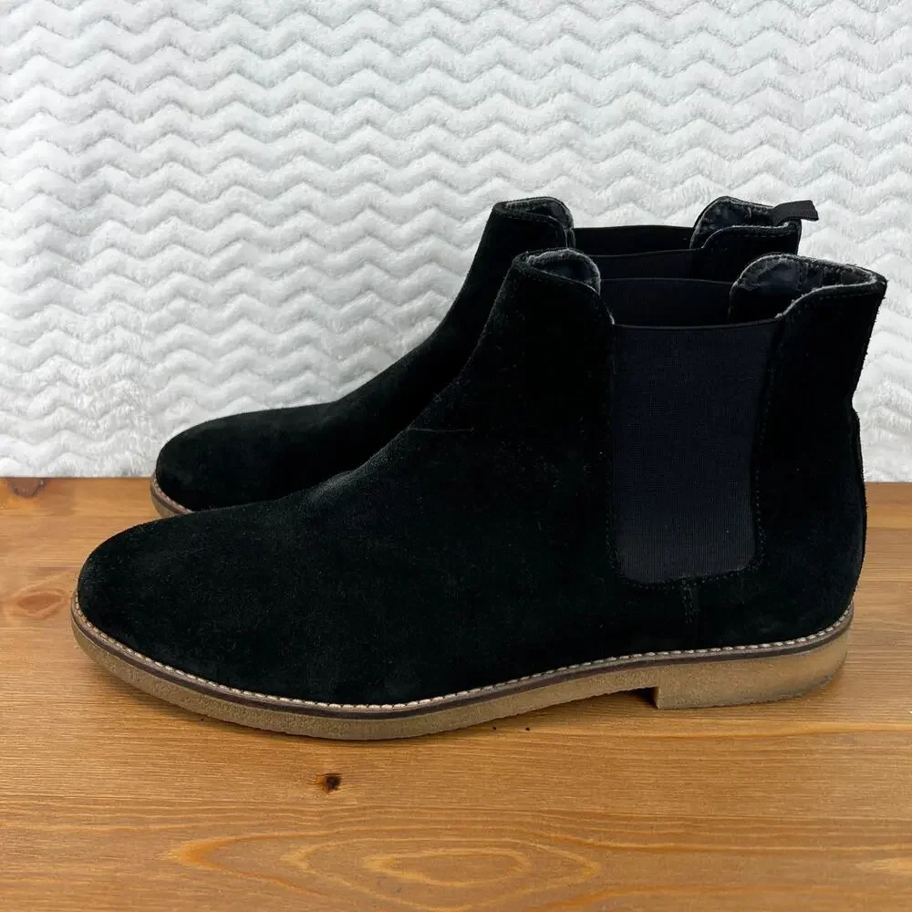 Zara Man Mens Suede Boots Chukka Ankle Pull On Black Casual Comfort 45 EU 12 US